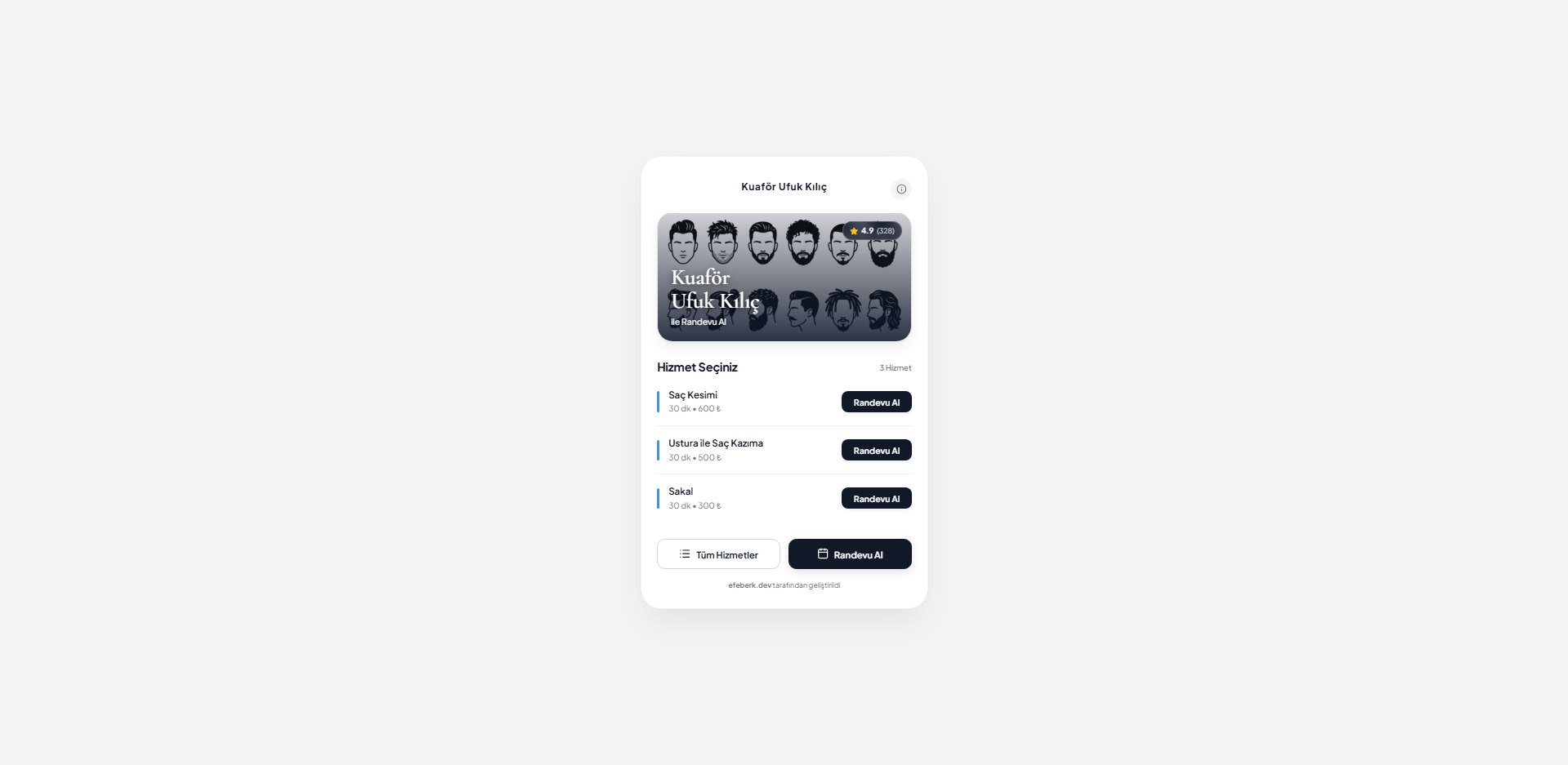 Kuaför Ufuk Kılıç randevu sistemi web sitesi